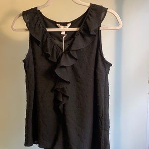 LC Lauren Conrad Sheer Ruffle Blouse in Black